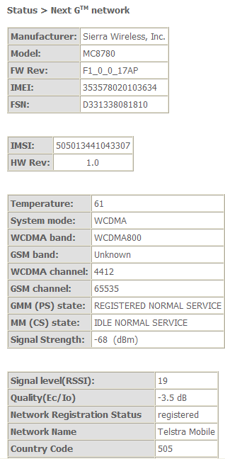 3G9WT web interface