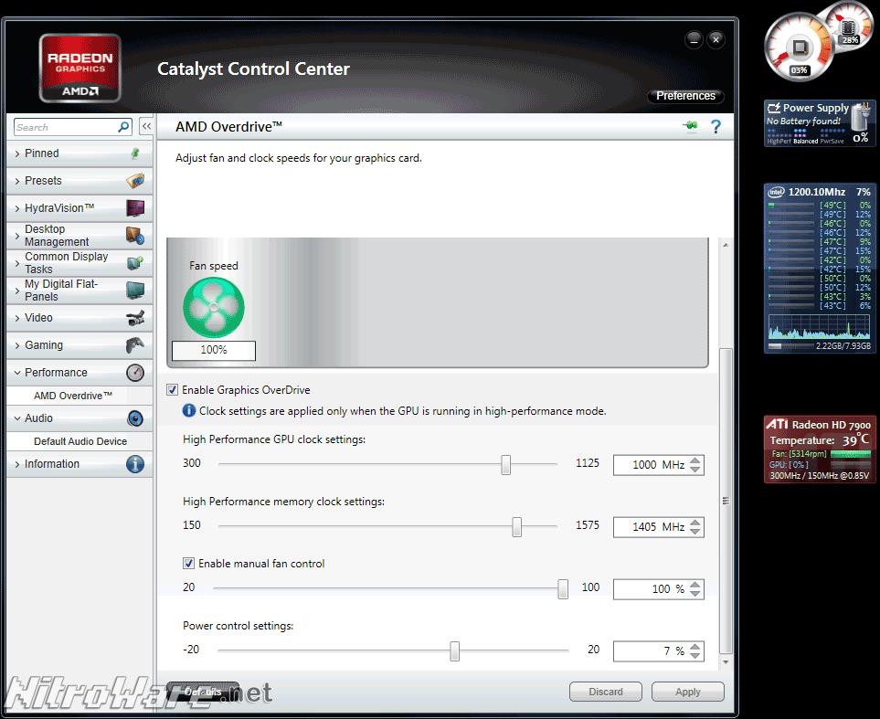 AMD Radeon HD 7970 overdrive and powertune catalyst controls overclocked