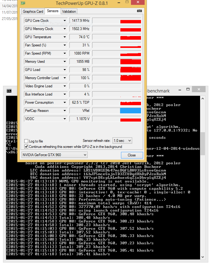 coin mining benchmark - CUDA miner 12-4-2014 by Christian Buchner