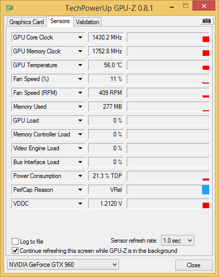 KBOOST mode - EVGA GTX 960 SSC at fixed 1430 MHz at idle in GPU-Z