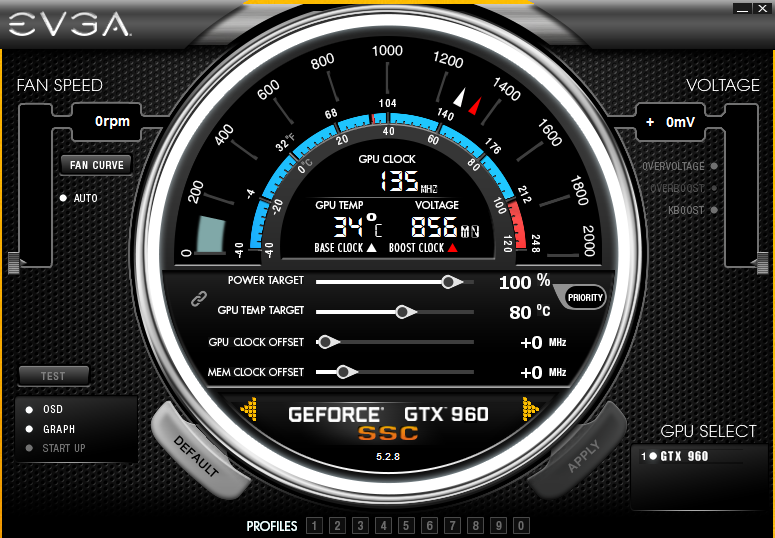 Idle Clocks with EVGA PrecisionX 16 - EVGA GTX 960 SSC