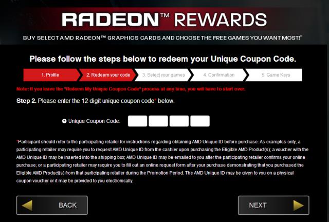 AMD Never Settle Forever Radeon Rewards Portal